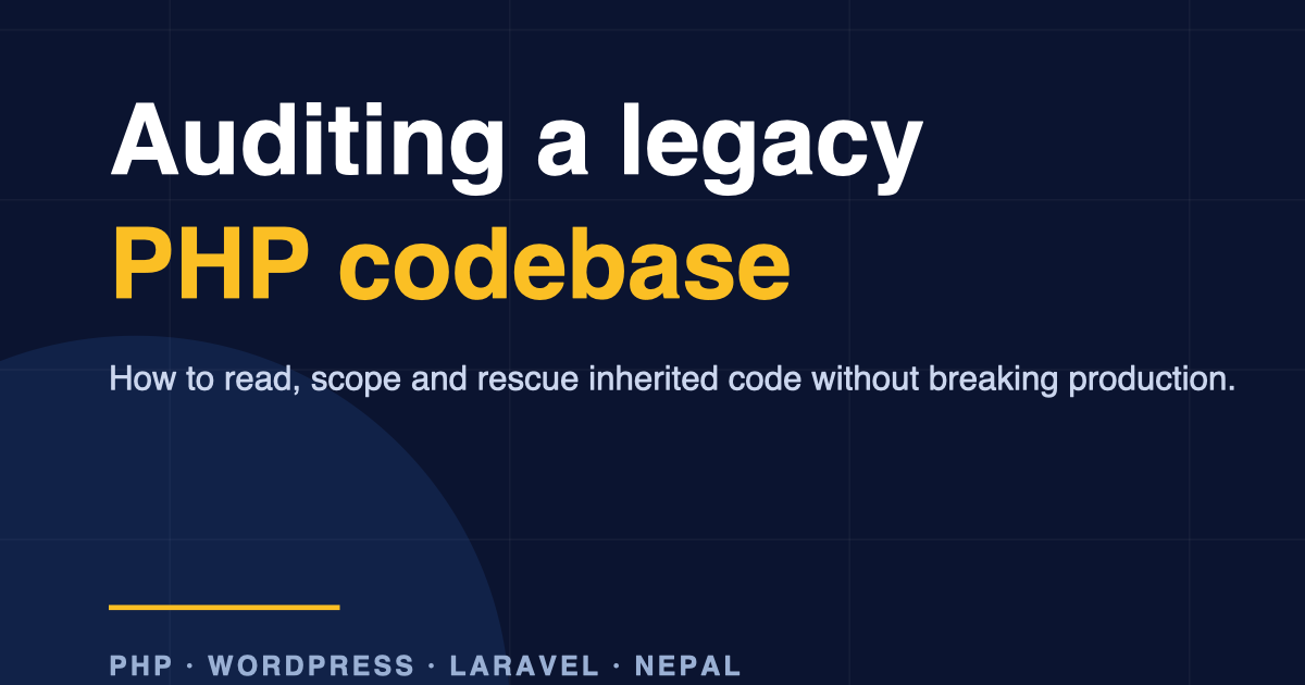 Auditing a legacy PHP codebase