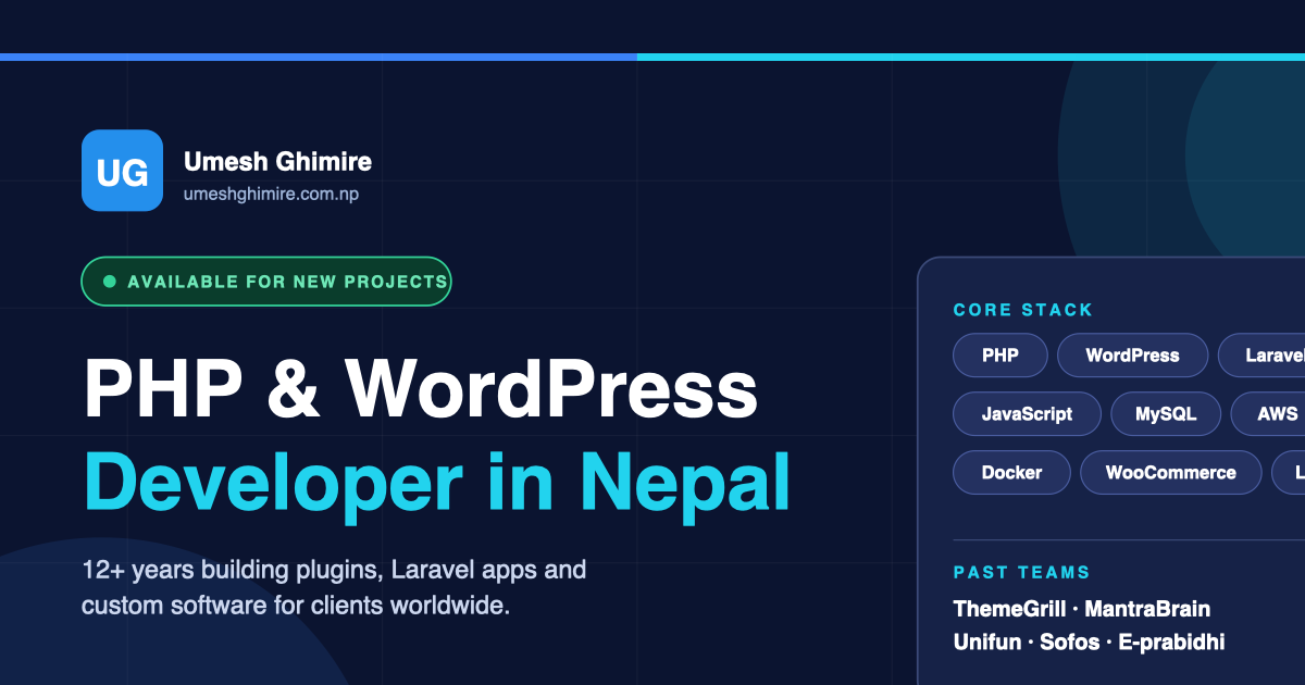 WordPress Developer Nepal | PHP Dev Kathmandu | Umesh Ghimire